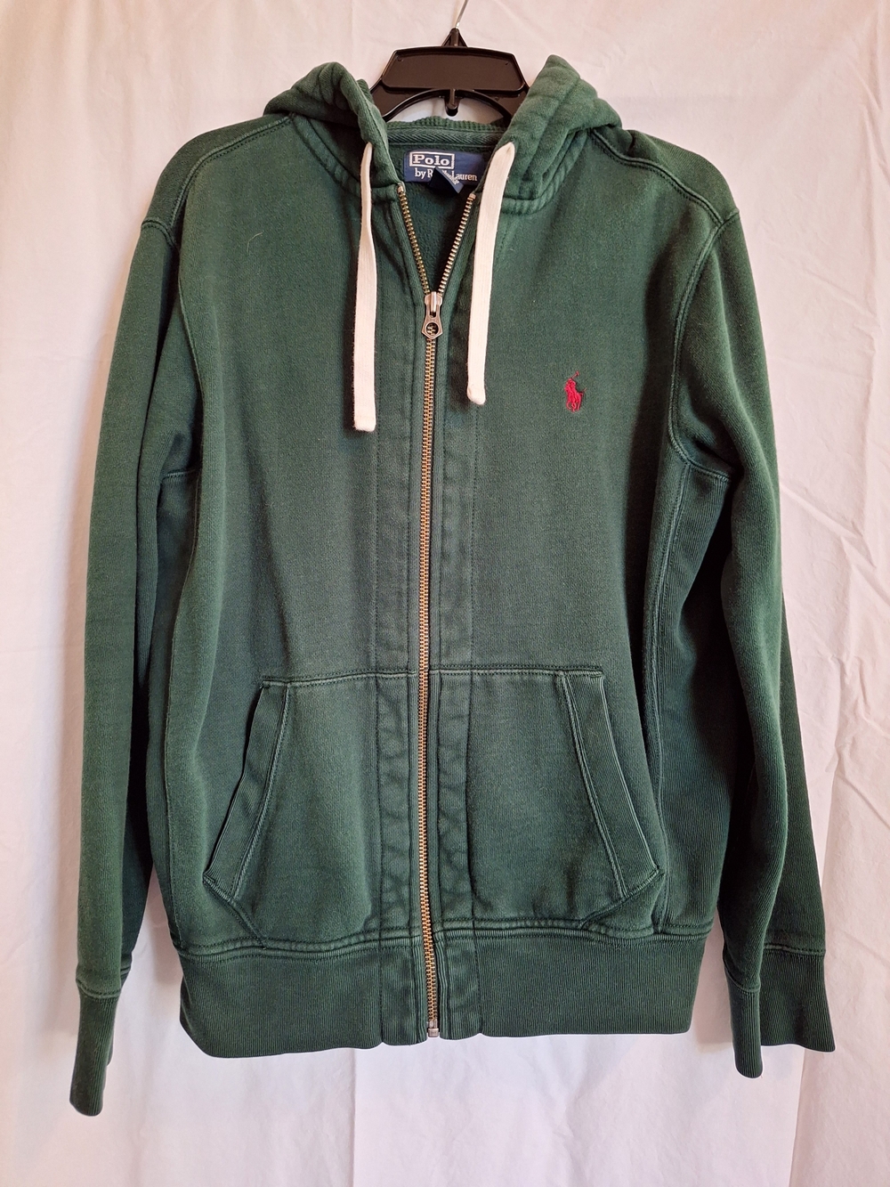 Vintage Polo Ralph Lauren Full Zip Hoodie, Waffle Knit Lining Sz M